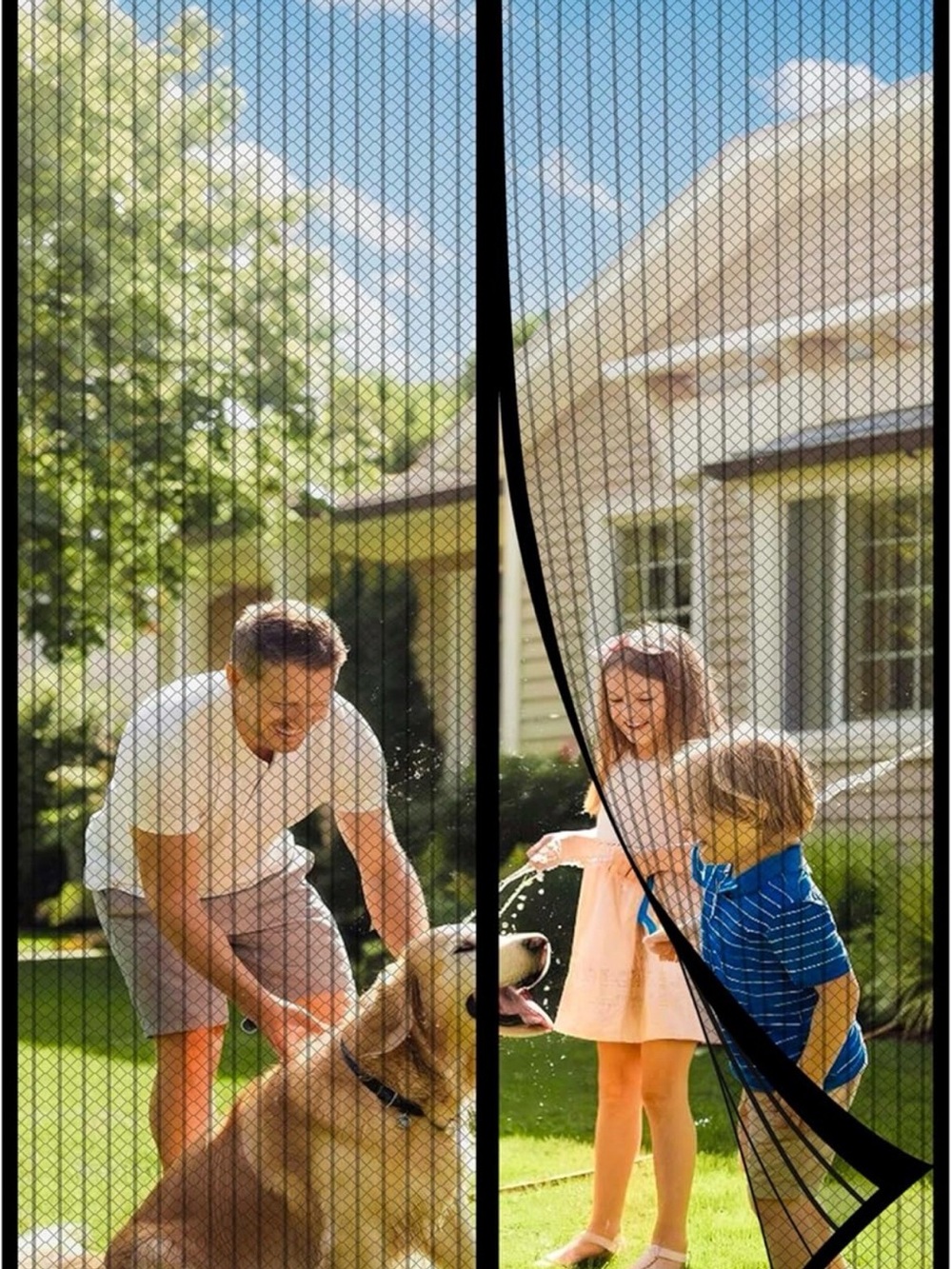 Magnetic Mesh Screen Door - Black